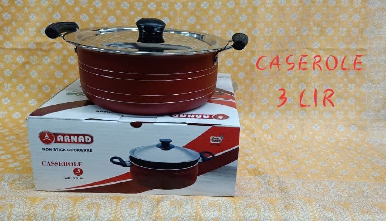 CASSEROLE 3 LTR WITH S.S.LID-ARNAD